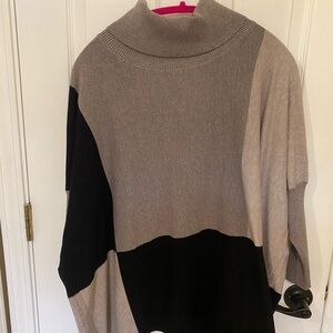 Color block poncho style sweater.